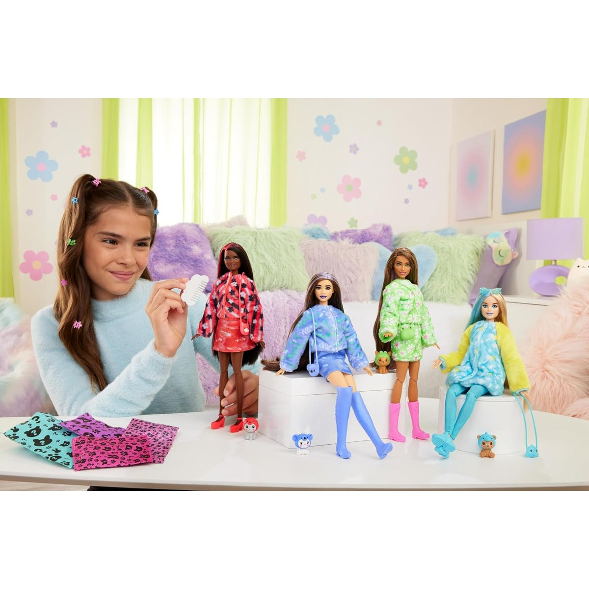 Barbie Cutie Reveal Doll & Accessories with Animal Costume & 10 Surprises Including Color Change, Puppy as Frog in Costume-Th