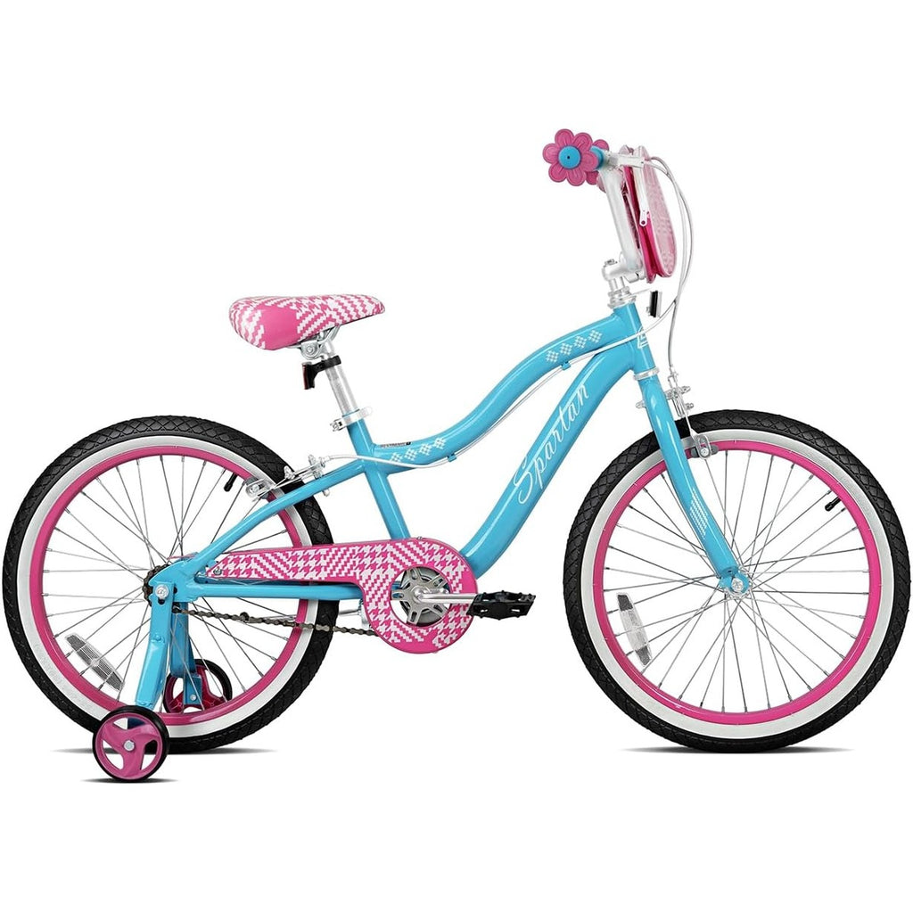 Spartan 20" Serena Girls Bicycle with Training Wheels - Steel Frame, Adjustable Seat & Handlebar - Big Bike for Ages