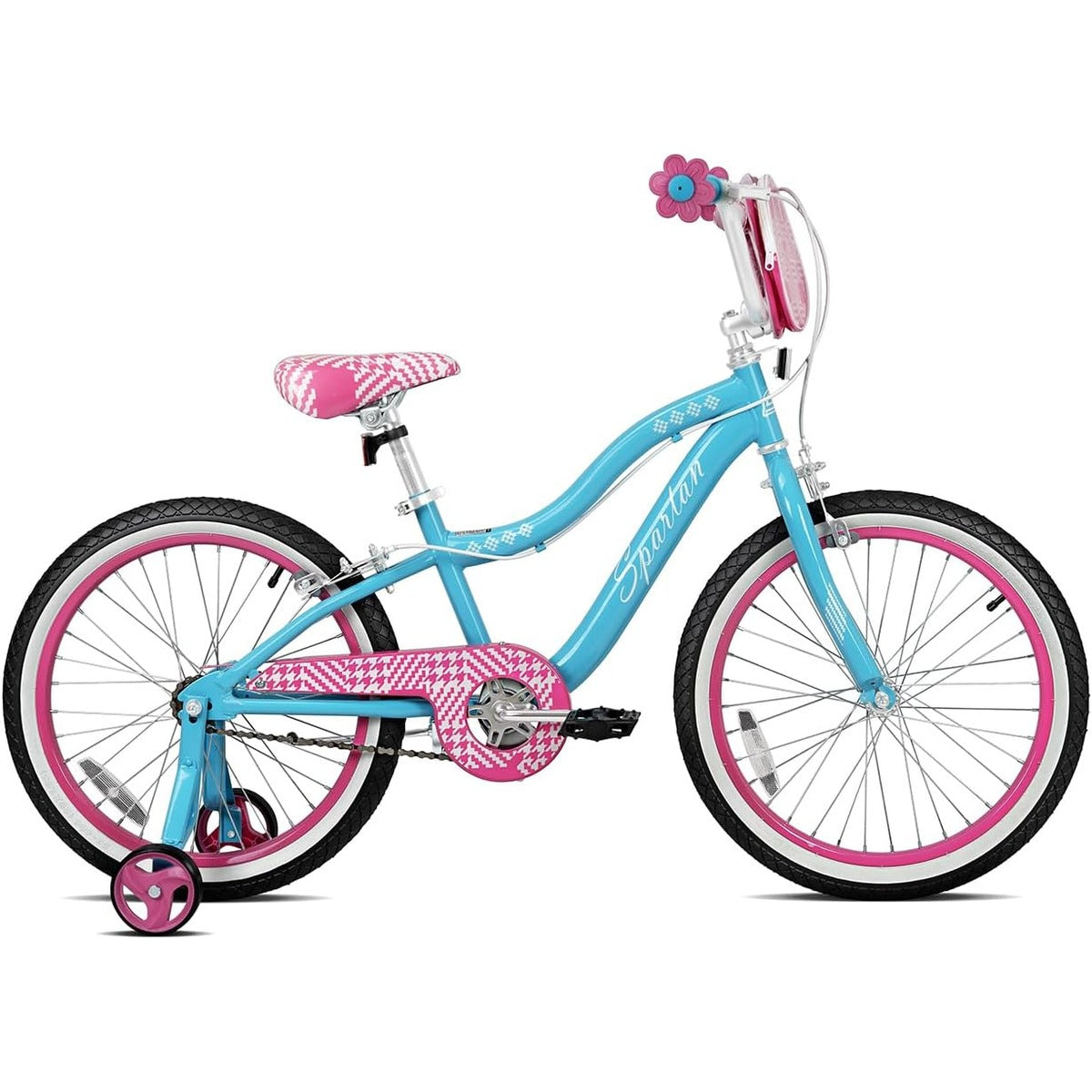 Spartan 20" Serena Girls Bicycle with Training Wheels - Steel Frame, Adjustable Seat & Handlebar - Big Bike for Ages