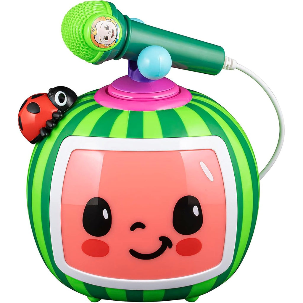 eKids Cocomelon Toy Karaoke Machine for Kids with Microphone and Musical Activators, Includes Night Light with Sleep Sounds and Lullabies for Toddlers, Green