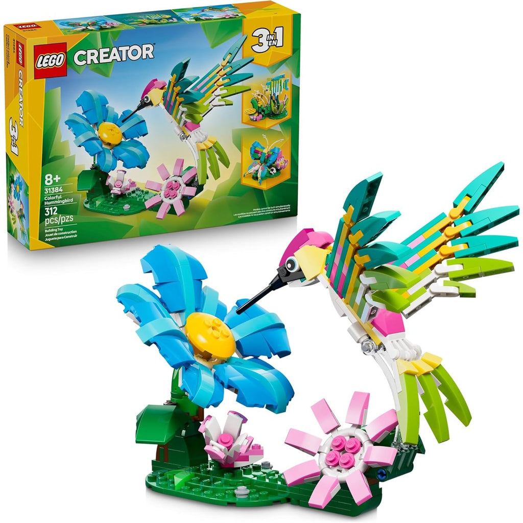 LEGO Creator 3 in1 Wild Animals: Colorful Hummingbird Building Toy for Girls, Boys, &amp; Kids, Ages 8+ - Build a Bird, Butterfly, or Tropical Fish - Gift Idea for Birthdays - 31384