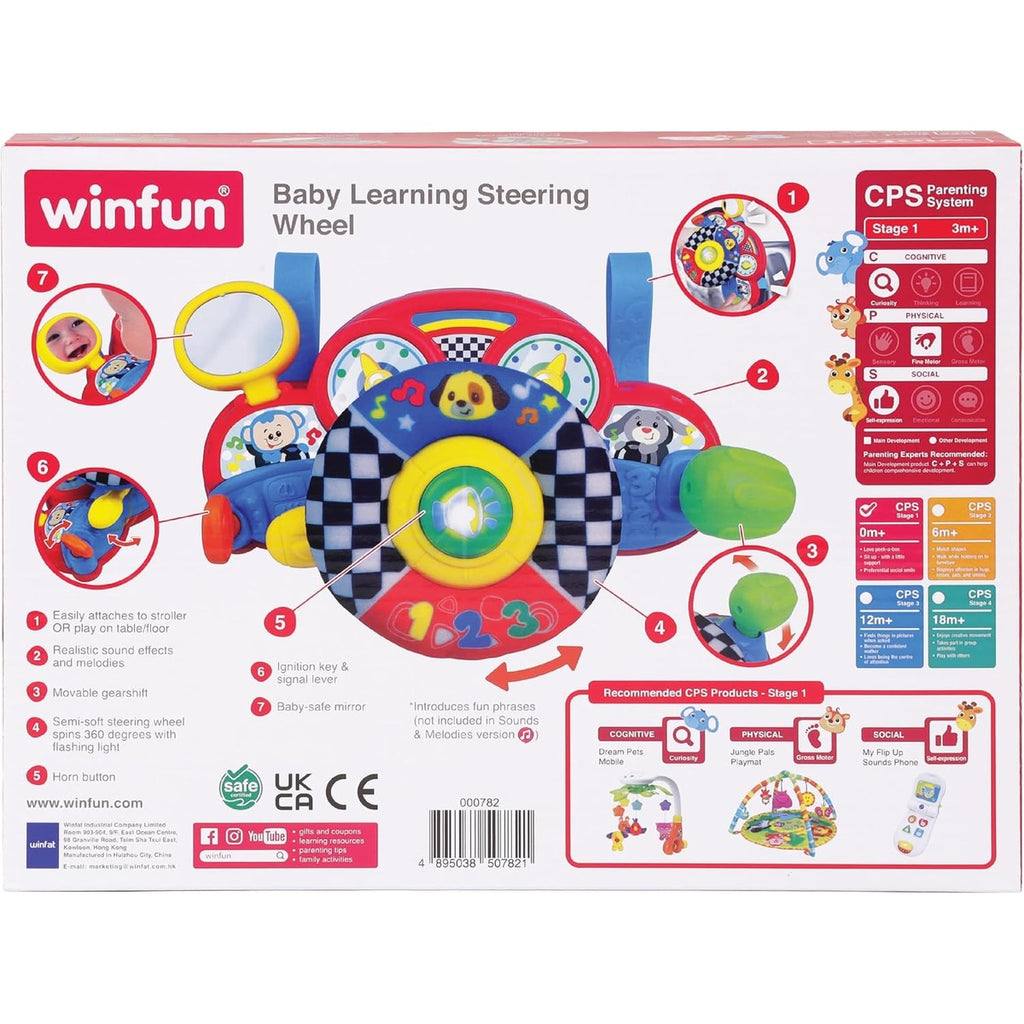 Amazon.com: winfun Baby Learning Steering Wheel with Sound and Light, 360° Spin, Movable Gearshift, Stroller Attachment, Interactive Toy for Motor Skill Development, Sensory Stimulation, Fun for Infants and : Toys & Games