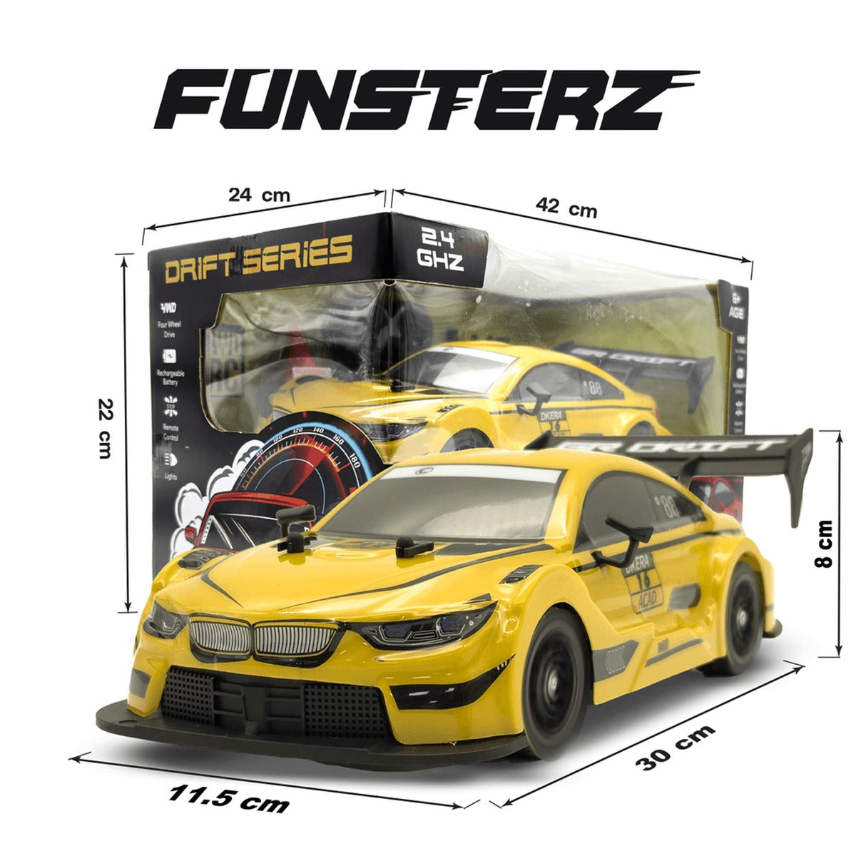 Funsterz - Drift Series Rc Car Gt Racing Edition - Yellow