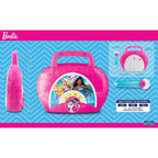 eKids Barbie Sing Along Boom Box Speaker with Microphone for Fans of Barbie Toys, Kids Karaoke Machine with Built in Music and Flashing Lights