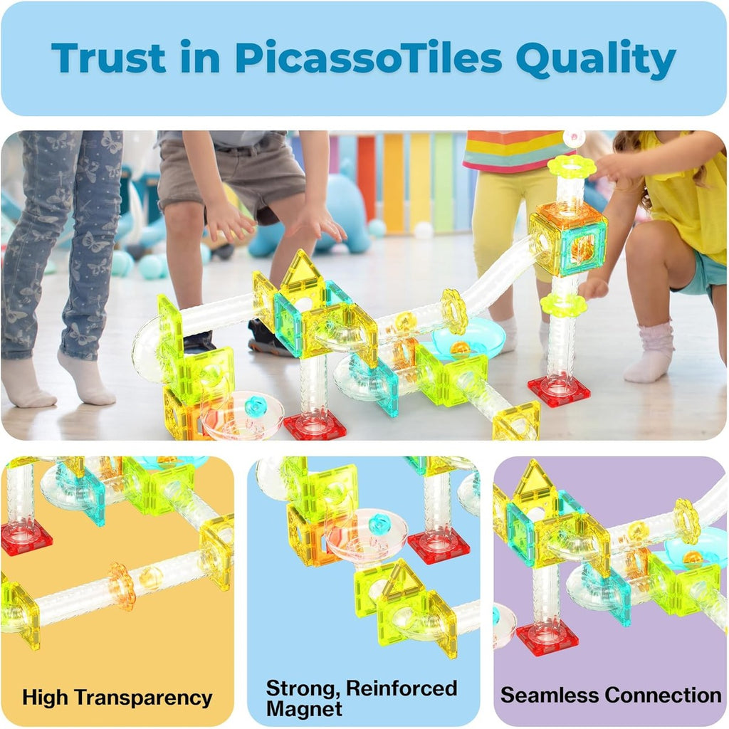 PicassoTiles Magnet Tiles Building Block Travel Size Magnetic Marble