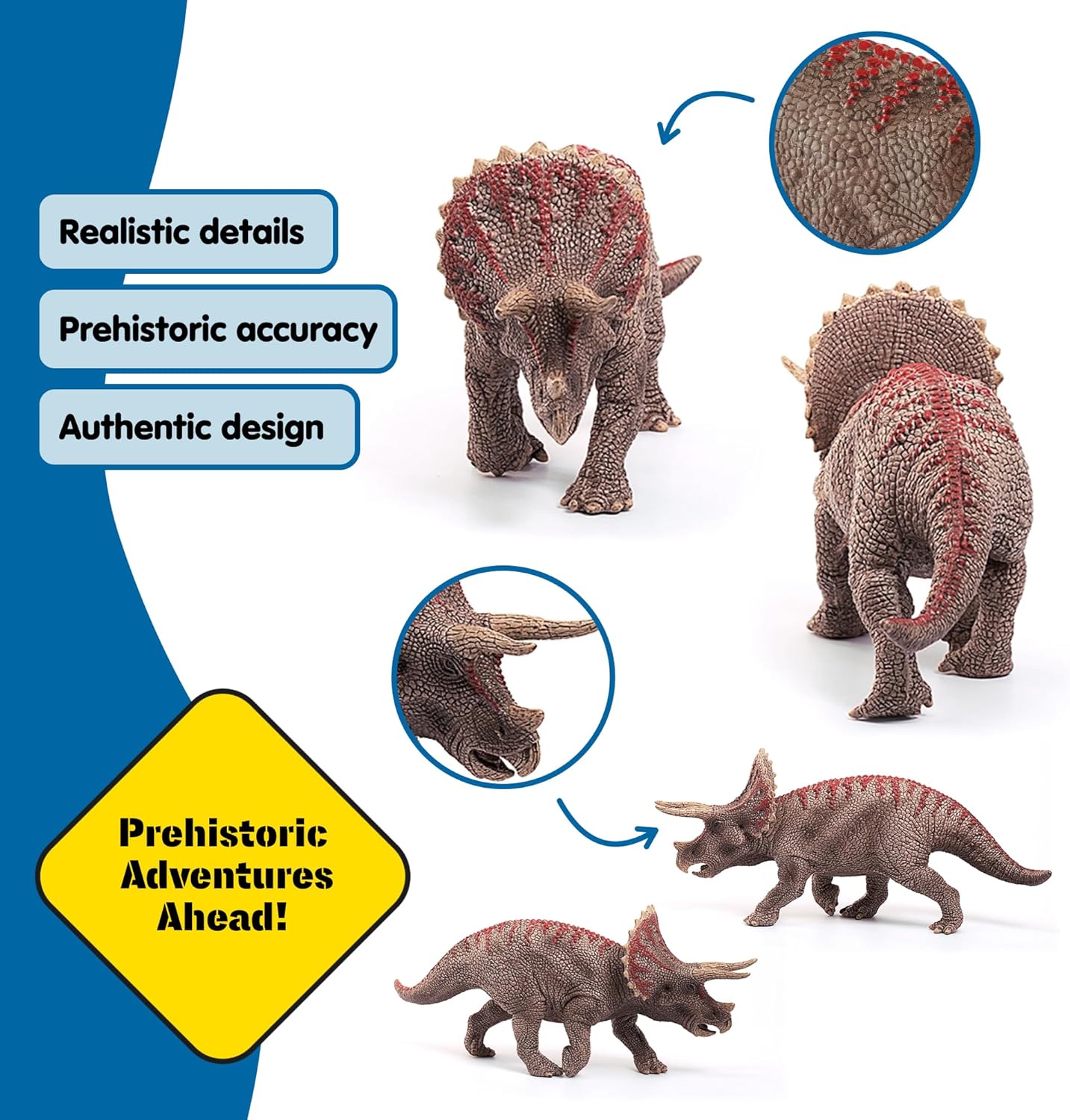Schleich Dinosaurs 4" Realistic Triceratops Dinosaur Figure