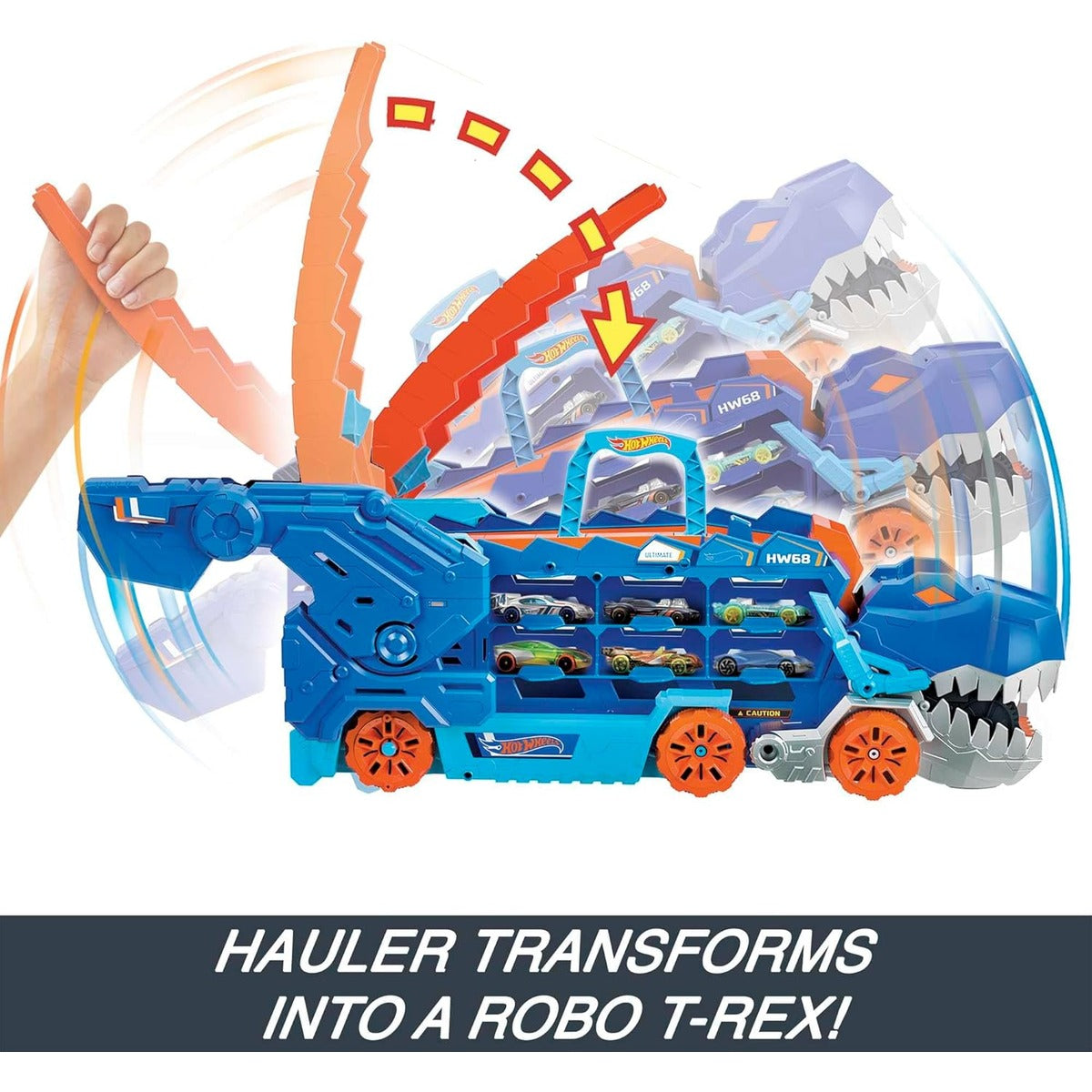 Hot Wheels City Toy Car Track Set, Ultimate T-Rex Transporter