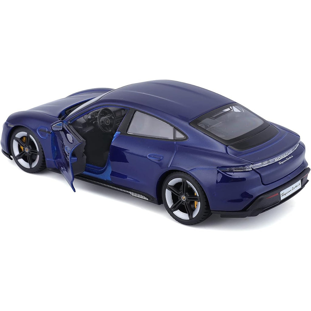Bburago -18-21098B Porsche Taycan Turbo S in Blue in 1/24 Scale (18-21098B), Unisex, Children, Colour