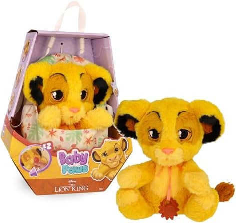 BABY PAWS Simba, Interactive Plush Toy with Sound Function when Opening and Closing the