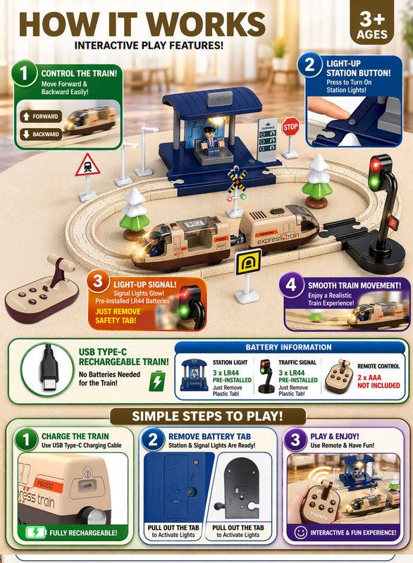 Choo Train - Remote Control Electric Train Track Set - 48 Pcs