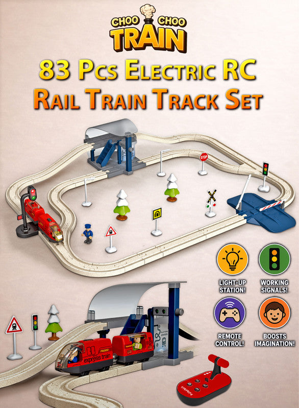 Choo Train - Remote Control Electric Train Track Set - 83 Pcs