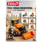 Feelo - 6-In-1 Urban Engineering Vehicle Big Building Block Set - Multicolor - 141 Pcs