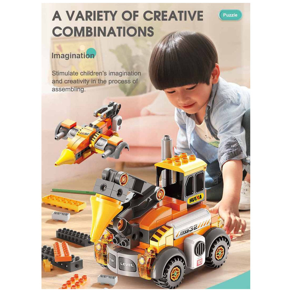 Feelo - 6-In-1 Urban Engineering Vehicle Big Building Block Set - Multicolor - 141 Pcs