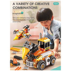 Feelo - 6-In-1 Urban Engineering Vehicle Big Building Block Set - Multicolor - 141 Pcs