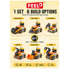 Feelo - 6-In-1 Urban Engineering Vehicle Big Building Block Set - Multicolor - 141 Pcs