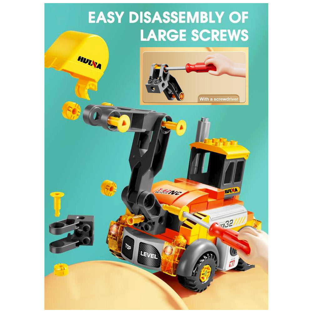 Feelo - 6-In-1 Urban Engineering Vehicle Big Building Block Set - Multicolor - 141 Pcs