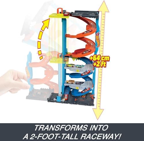 Hot Wheels City Transforming Race Tower Playset, Track Set with 1 Toy Car
