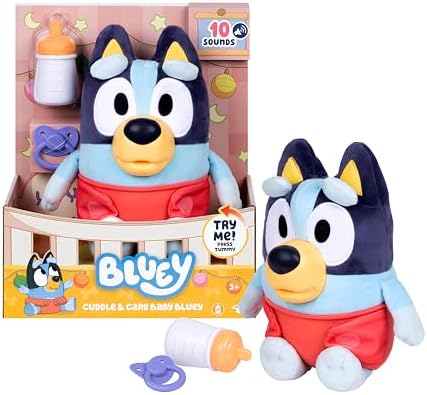 Bluey Baby verwöhnt und pflegt, füttert und beruhigt Baby, elektronisches Plüschtier 28