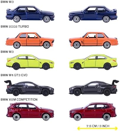 Majorette BMW Giftpack 5 Metal Cars 7.5 cm Set of 5 BMW Vehicles with 2 Exclusive Models