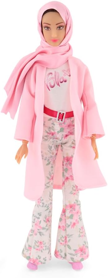 Fulla Doll with Pink Motorbike Includes Floral Pants, Jacket, Helmet and Headscarf & Fashionable Outfit with Ride-On