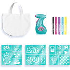 Canal Toys - Airbrush Art - Fashion Design Kit with electronic spray, stencils and felt-tip pens - AIR 016, White Tote Bag