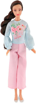 Fulla Doll with Living Room Set Includes Sofa, Cushions, Tea Cups, Lamp, Flowers and Phone & Cozy Room Playset for