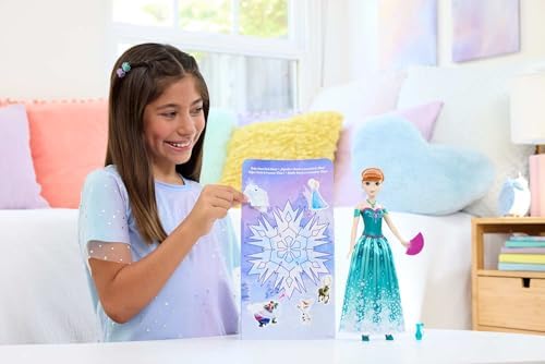 Mattel Disney Frozen Anna Fashion Doll Set Spin & Reveal with 11 Surprises Including 5