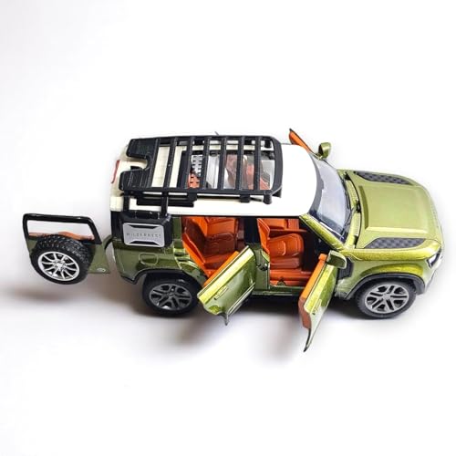 RathaNova Play Land Rover Defender 1:22 Scale Die-Cast Remote Control Car with Smoke Effect, LED Lights, Opening Doors, USB Charging, Multicolor (Green Defend)
