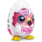 Pets Alive Chirpy Birds (Flamingo) by ZURU, Electronic Pet That Speaks, Giant Surprise Egg, Stickers, Comb, Fluffy Clay, Bird Animal Plush for Girls