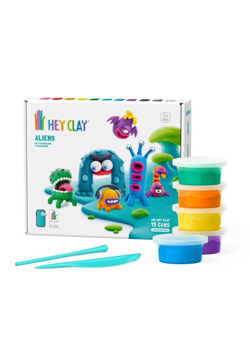 Aliens Set-Colourful Modeling Kids-Air Dry Clay Kit 15 cans and Sculpting Tools with Fun