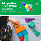 PicassoTiles 60 pcs Mini Magnetic Tiles Magnet Toys Travel-Friendly
