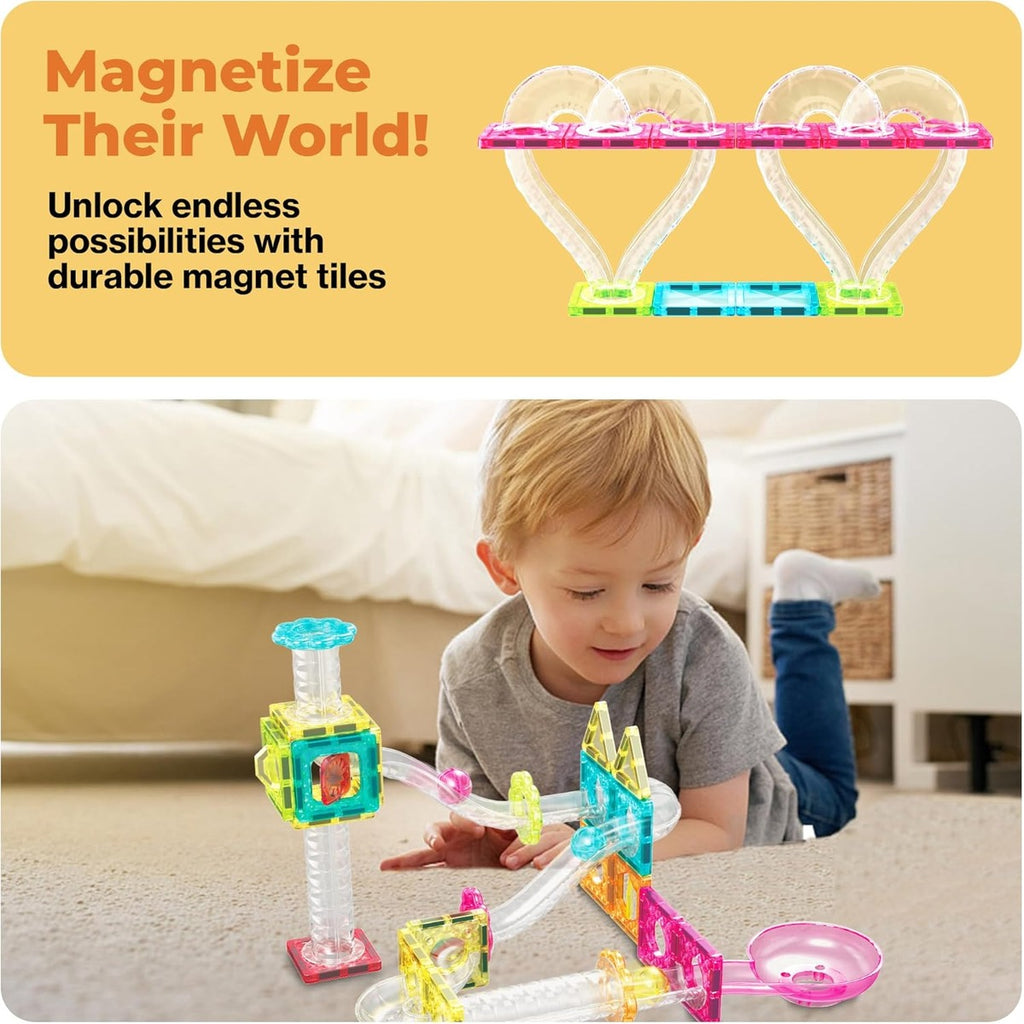 PicassoTiles Magnet Tiles Building Block Travel Size Magnetic Marble