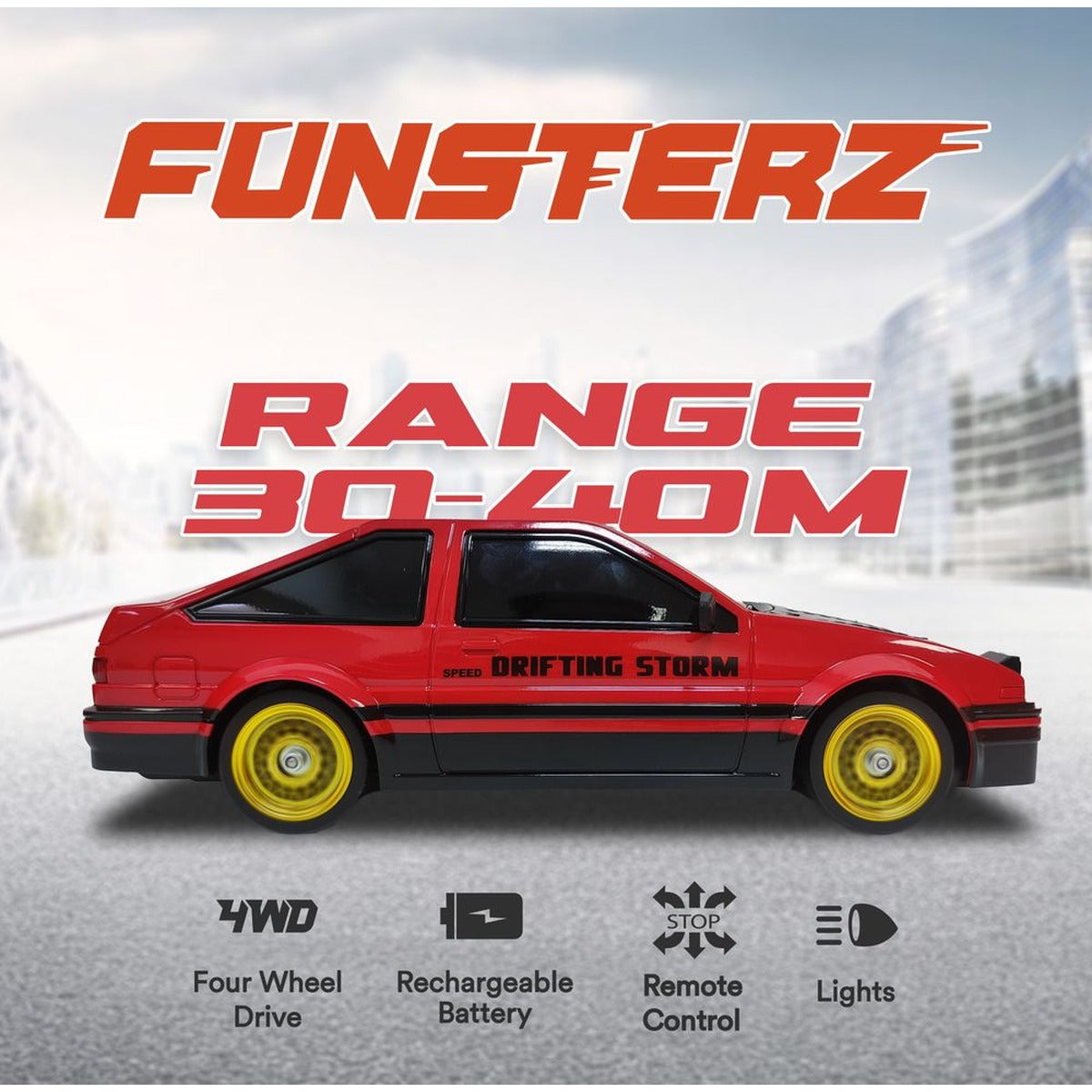 Funsterz - Drift Series RC Car - Drifting Storm Edition - Red