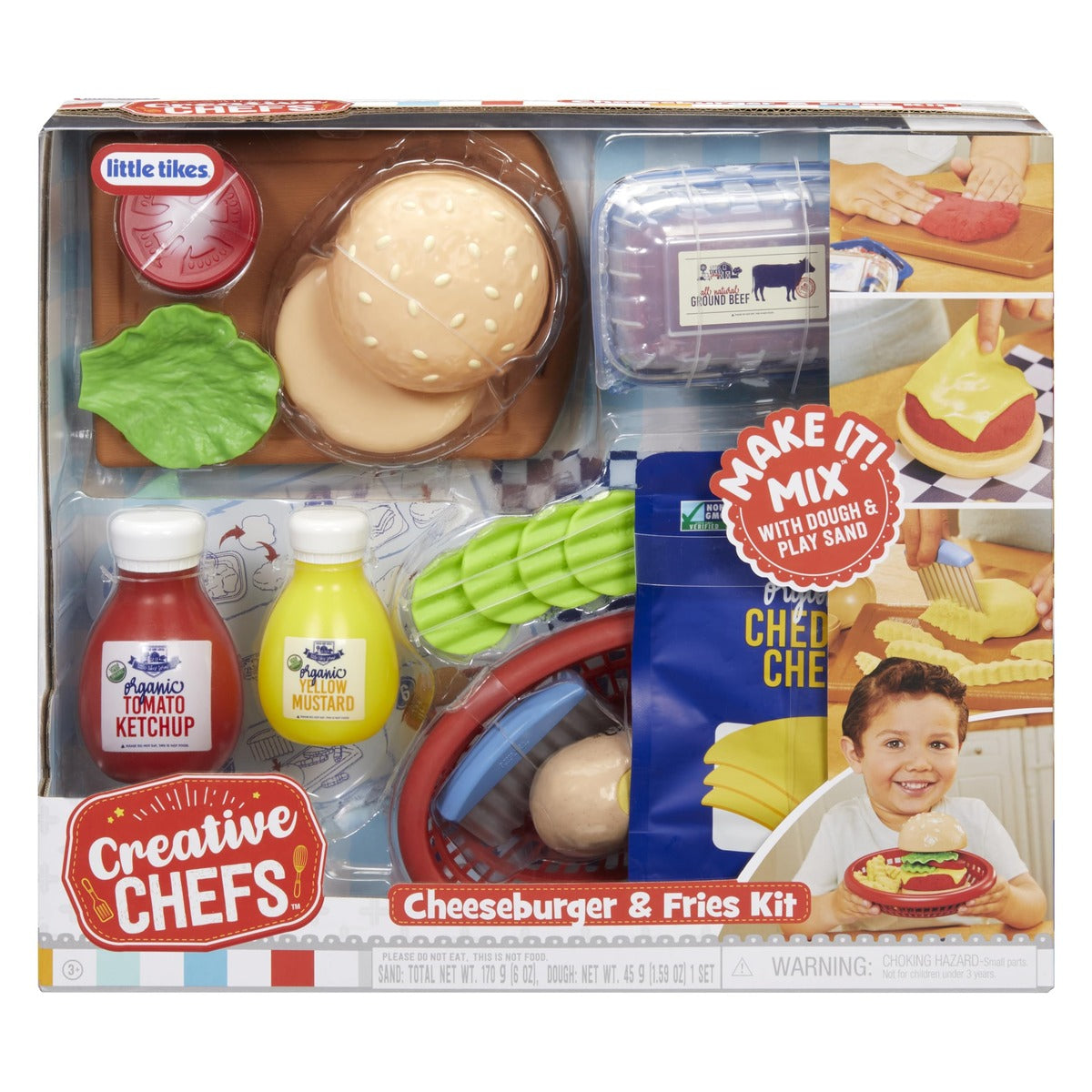 Little Tikes Creative Chefs Cheeseburger and Fries Kit with 22 Accessories, Pretend Play Cooking Set, for Boys and Girls Ages 3+ Years
