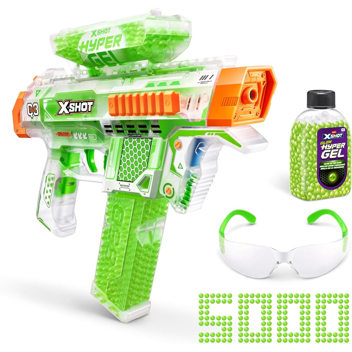 XSHOT Hyper Glow NightStrike Blaster (5,000) Pellets by ZURU, Motorized Blaster Outdoor Toy for Boys and Girls, Teens and Adults Aged 14+