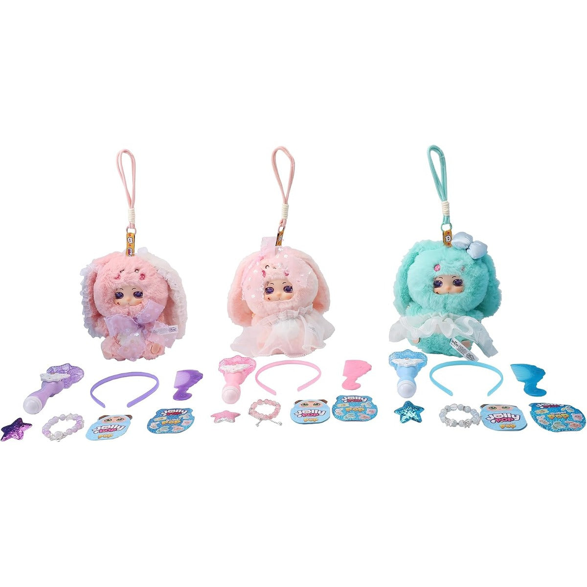 JollyPop Puppy SuperPop for Kids, Collectible Plush Toy with Dress-Up Accessories, Character Cards, Cute Pastel Mini