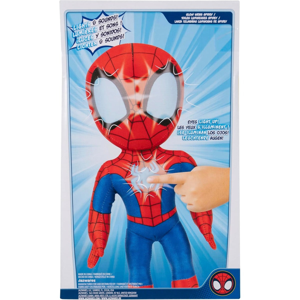 Marvel Spidey and His Amazing Friends Glow Webs Spidey Feature Plush - 14-Inch Interactive Plush with Light Up Eyes and