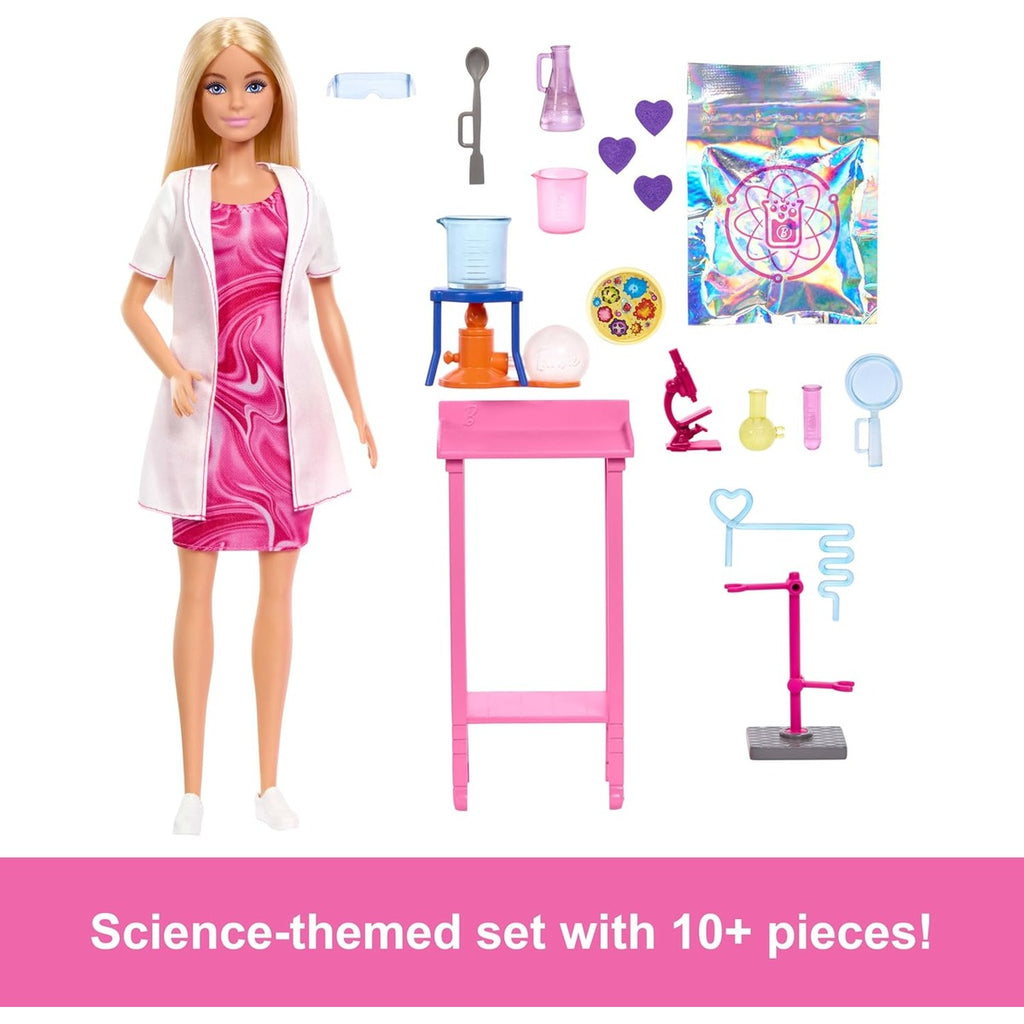 Barbie Scientist Doll and Accessories with Blonde Fashion Doll, Lab Table, Microscope, & Color-Change Beaker & Petri Dish Acc