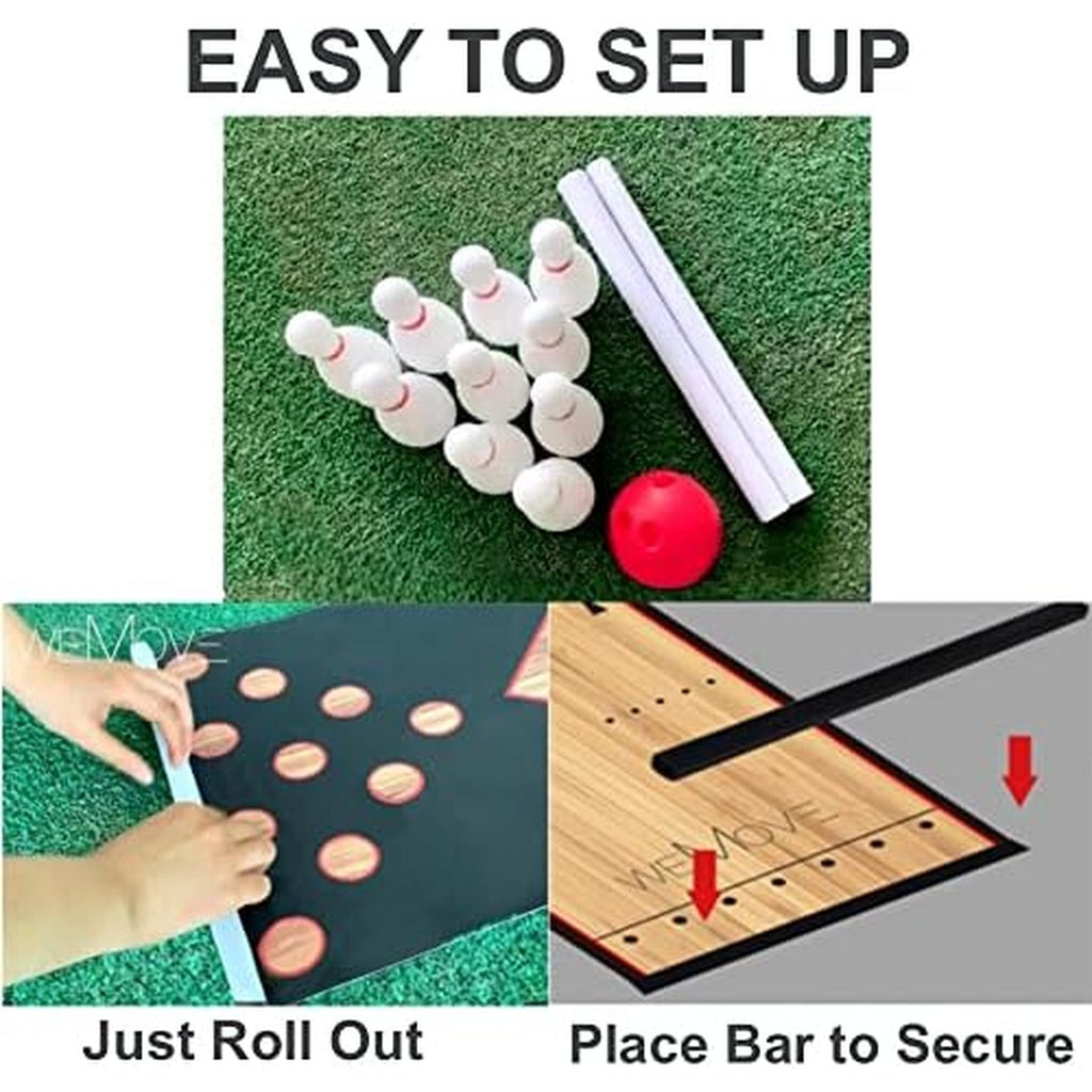 Mini Kids Bowling Set - Bowling Pins & Ball Game Set - Full Bowling Alley Games Toys & Score Cardfor Kid Age 5+ & Adult - Home Indoor Outdoor Backyard Lawn Yard (10 Pins, 1 Ball, 1 Lane Mat)