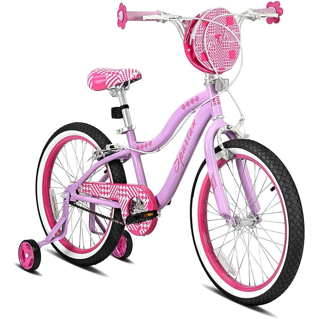 Spartan 20" Serena Girls Bicycle with Training Wheels - Steel Frame, Adjustable Seat & Handlebar - Big Bike for Ages