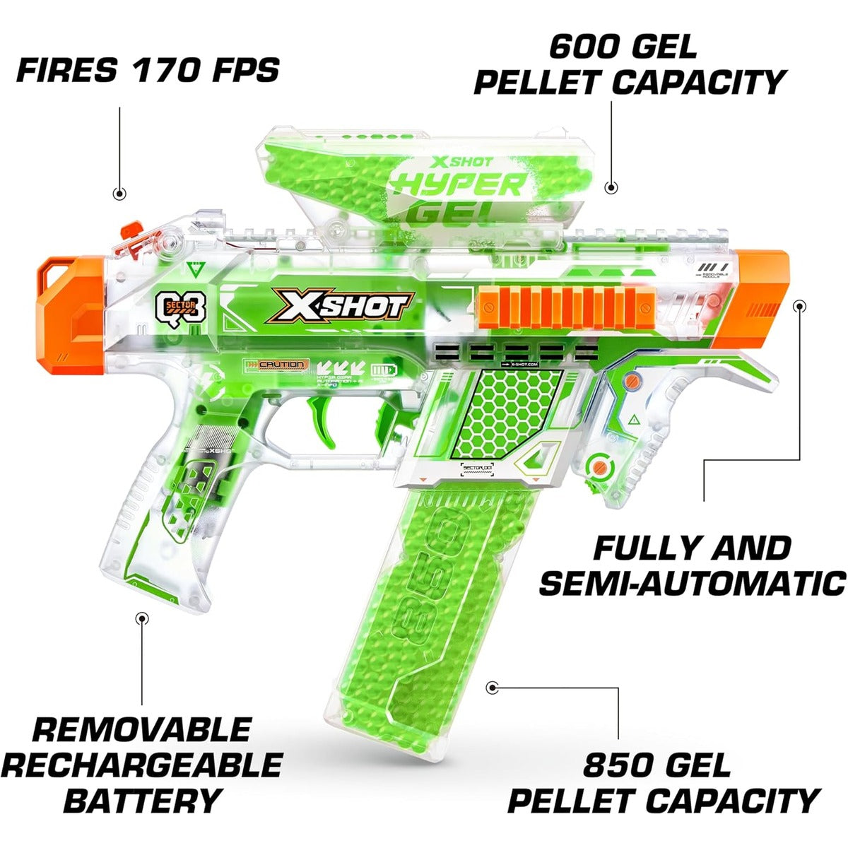 XSHOT Hyper Glow NightStrike Blaster (5,000) Pellets by ZURU, Motorized Blaster Outdoor Toy for Boys and Girls, Teens and Adults Aged 14+