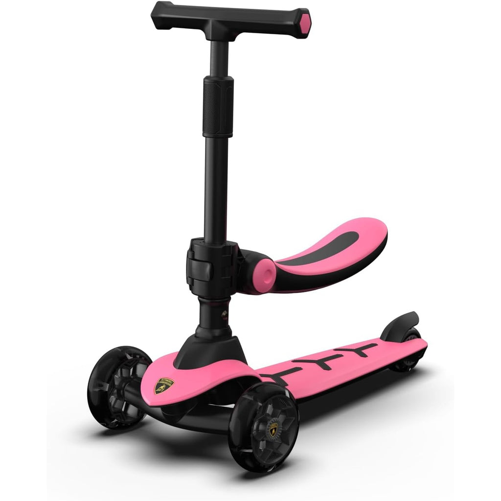 Lamborghini Pink Scooter with seat for Kids Ages 3