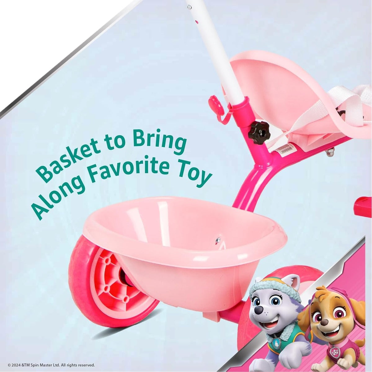 Spartan Trike 3Wheel Kids Tricycle Children Trike With Storage Box With Removable Parents Push Handle Bar Available in Disney, Marvel & Nickelodeon Licensors (Pink)
