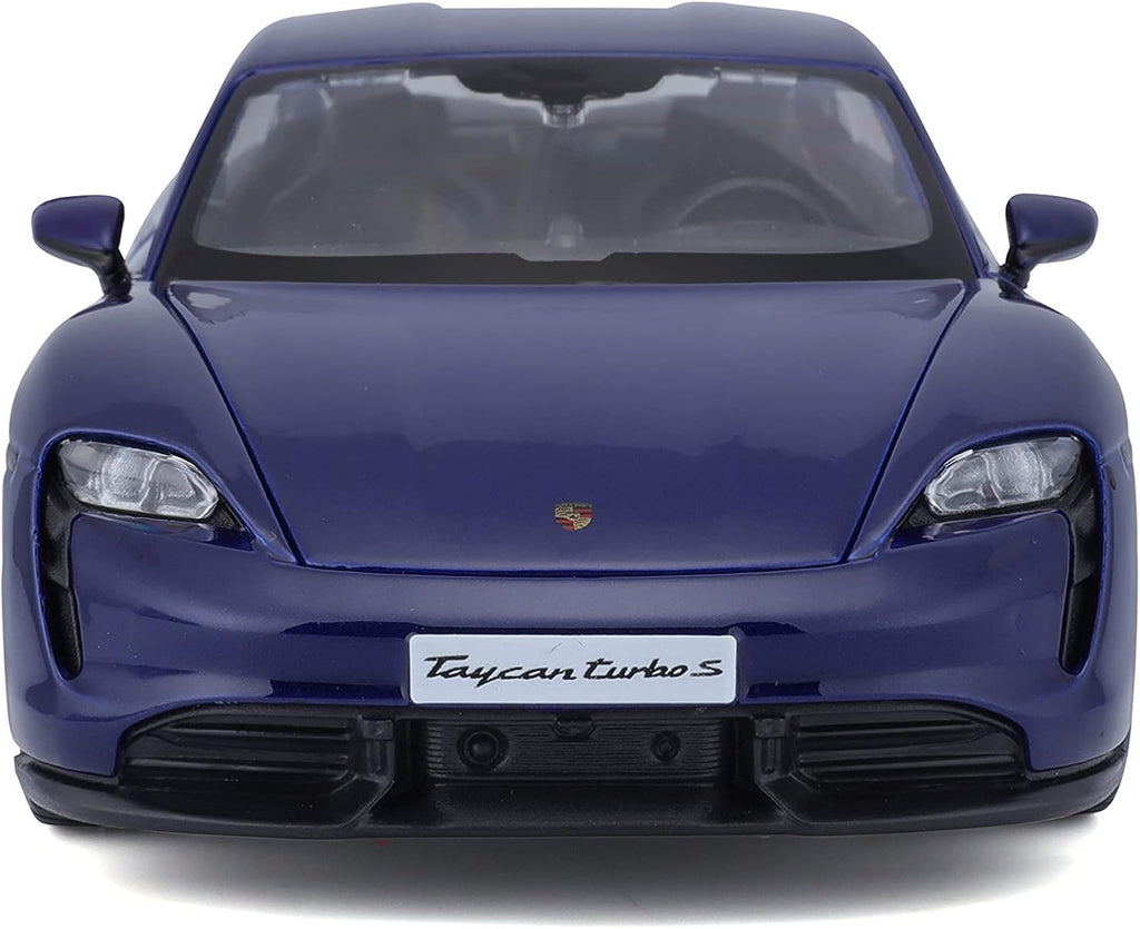 Bburago -18-21098B Porsche Taycan Turbo S in Blue in 1/24 Scale (18-21098B), Unisex, Children, Colour