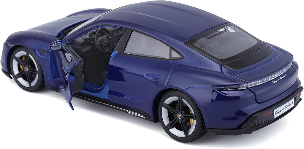 Bburago -18-21098B Porsche Taycan Turbo S in Blue in 1/24 Scale (18-21098B), Unisex, Children, Colour
