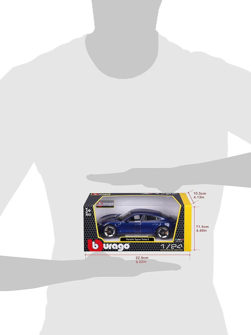 Bburago -18-21098B Porsche Taycan Turbo S in Blue in 1/24 Scale (18-21098B), Unisex, Children, Colour