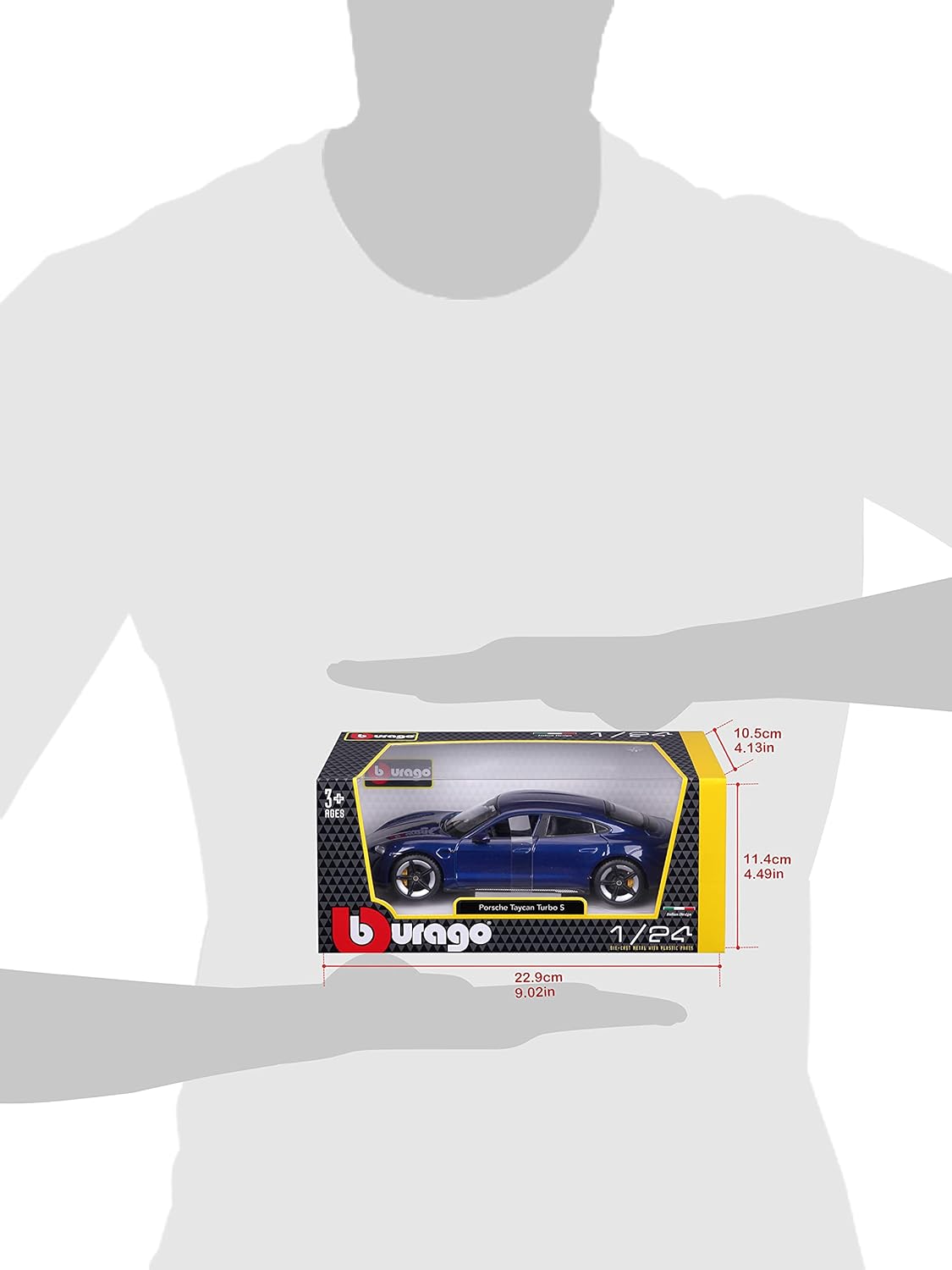 Bburago -18-21098B Porsche Taycan Turbo S in Blue in 1/24 Scale (18-21098B), Unisex, Children, Colour