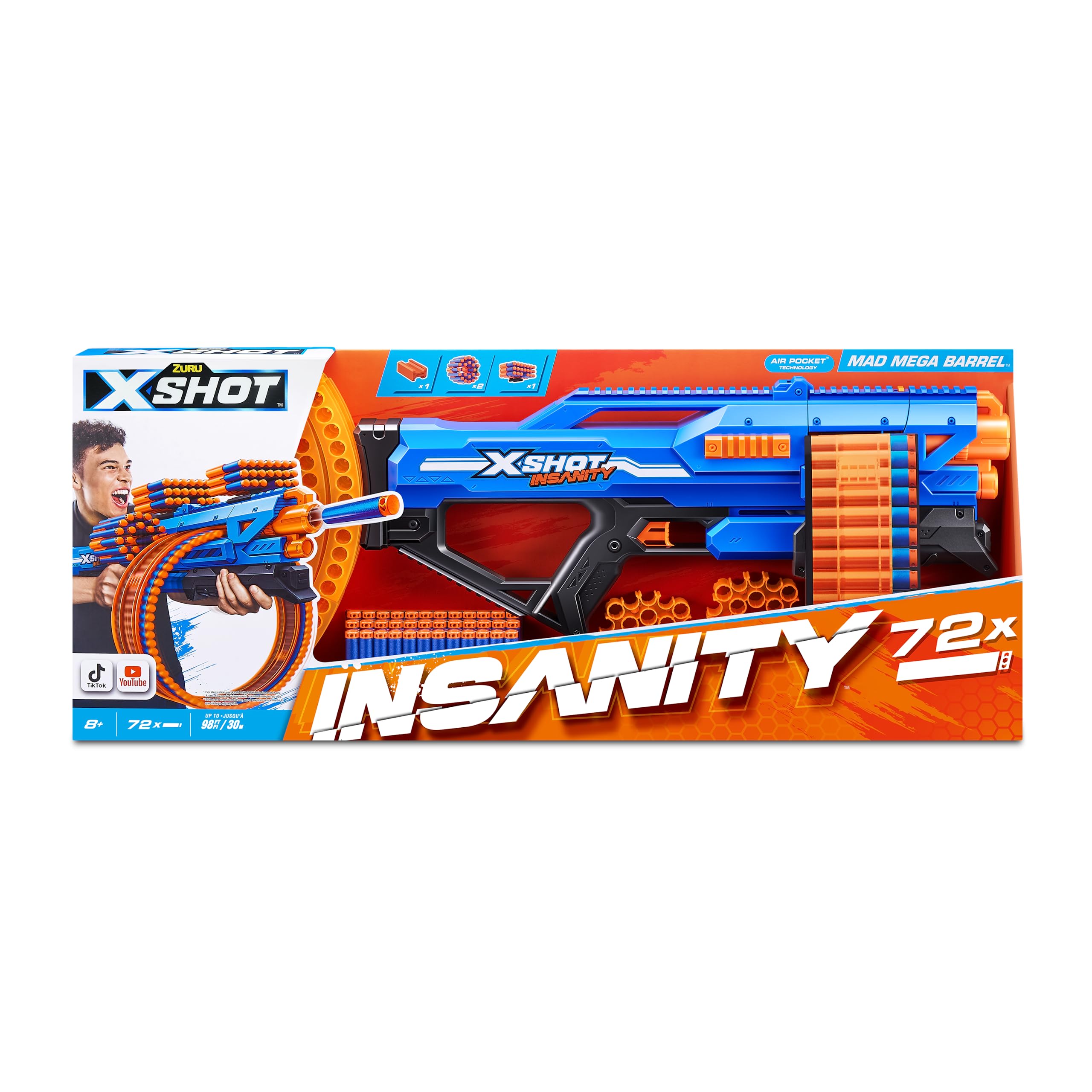 XSHOT Insanity Mad Mega Barrel Blaster Open Box, Exciting Toy Gun