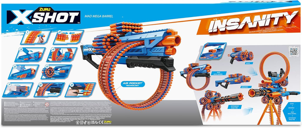 XSHOT Insanity Mad Mega Barrel Blaster Open Box, Exciting Toy Gun