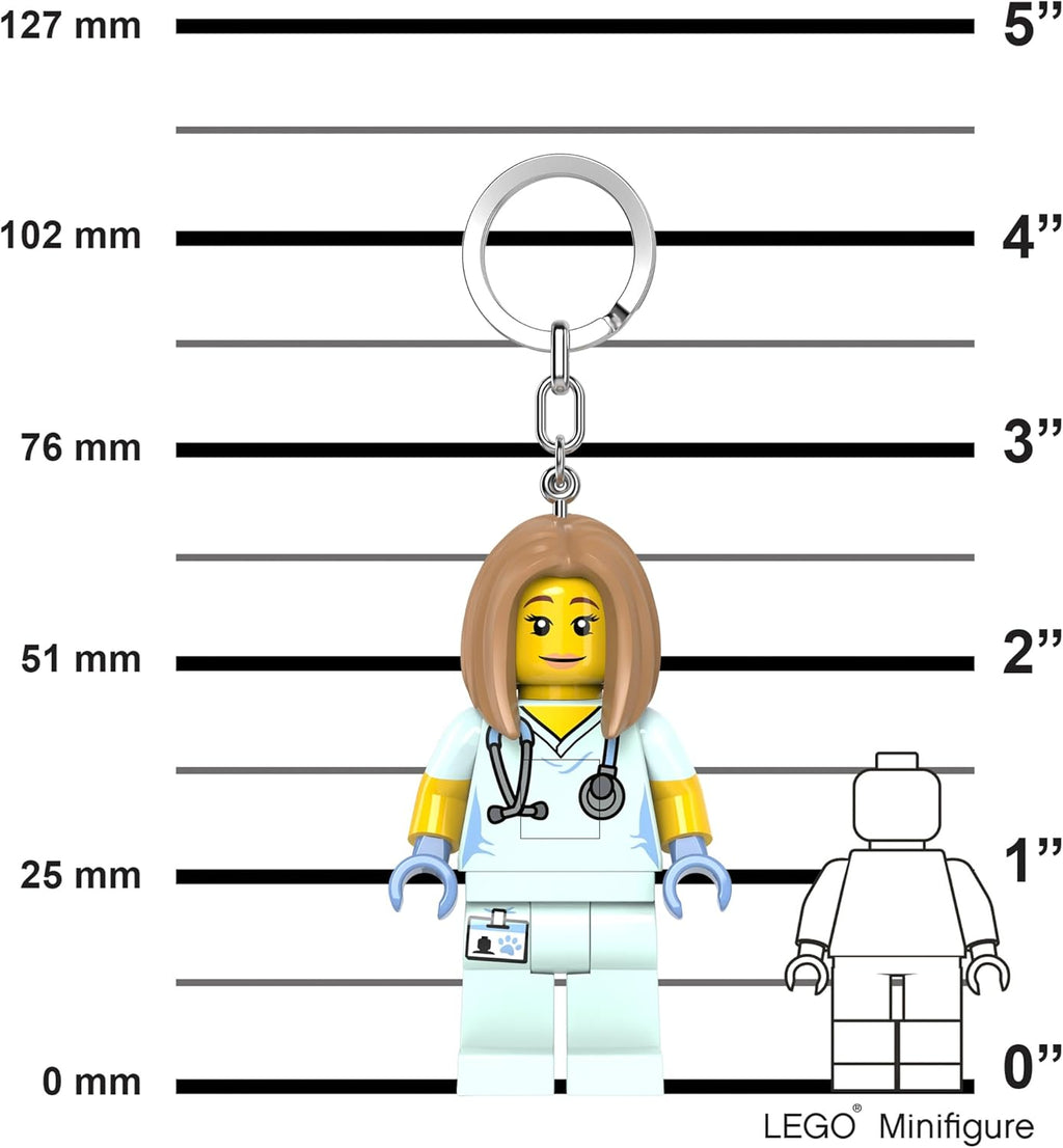 LEGO City Large 3 Inch Tall Figure Keychain Light - Veterinarian/Nurse (KE156H)